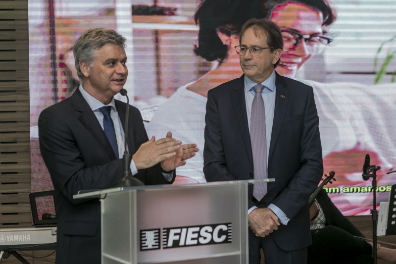Presidente do TJ-SC, Rodrigo Collaço (esq.), e presidente da FIESC, Mario Cezar de Aguiar (foto: Fernando Willadino)