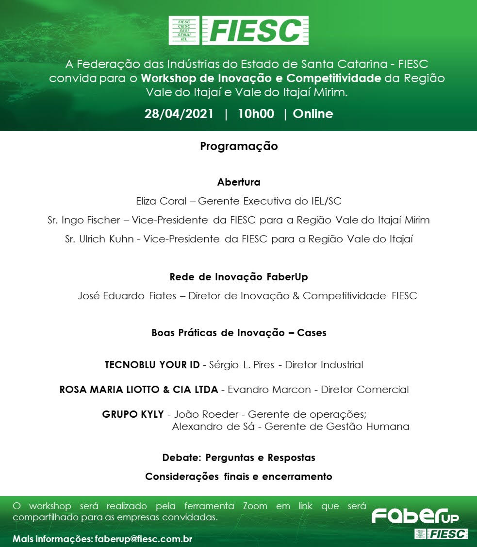 Workshop de Inovação e Competitividade da Região Vale do Itajaí e Vale do Itajaí Mirim