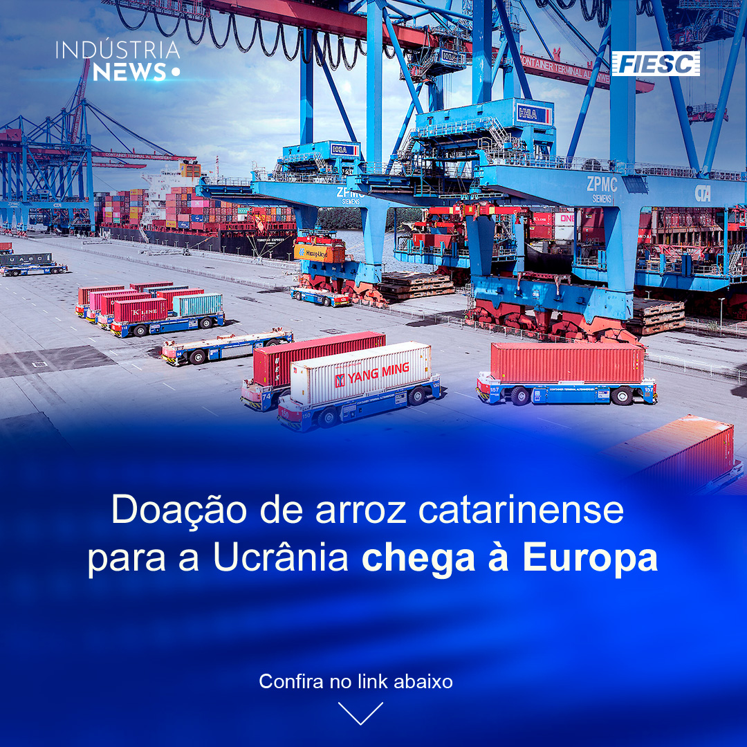 Doação de arroz catarinense para Ucrânia chega à Europa