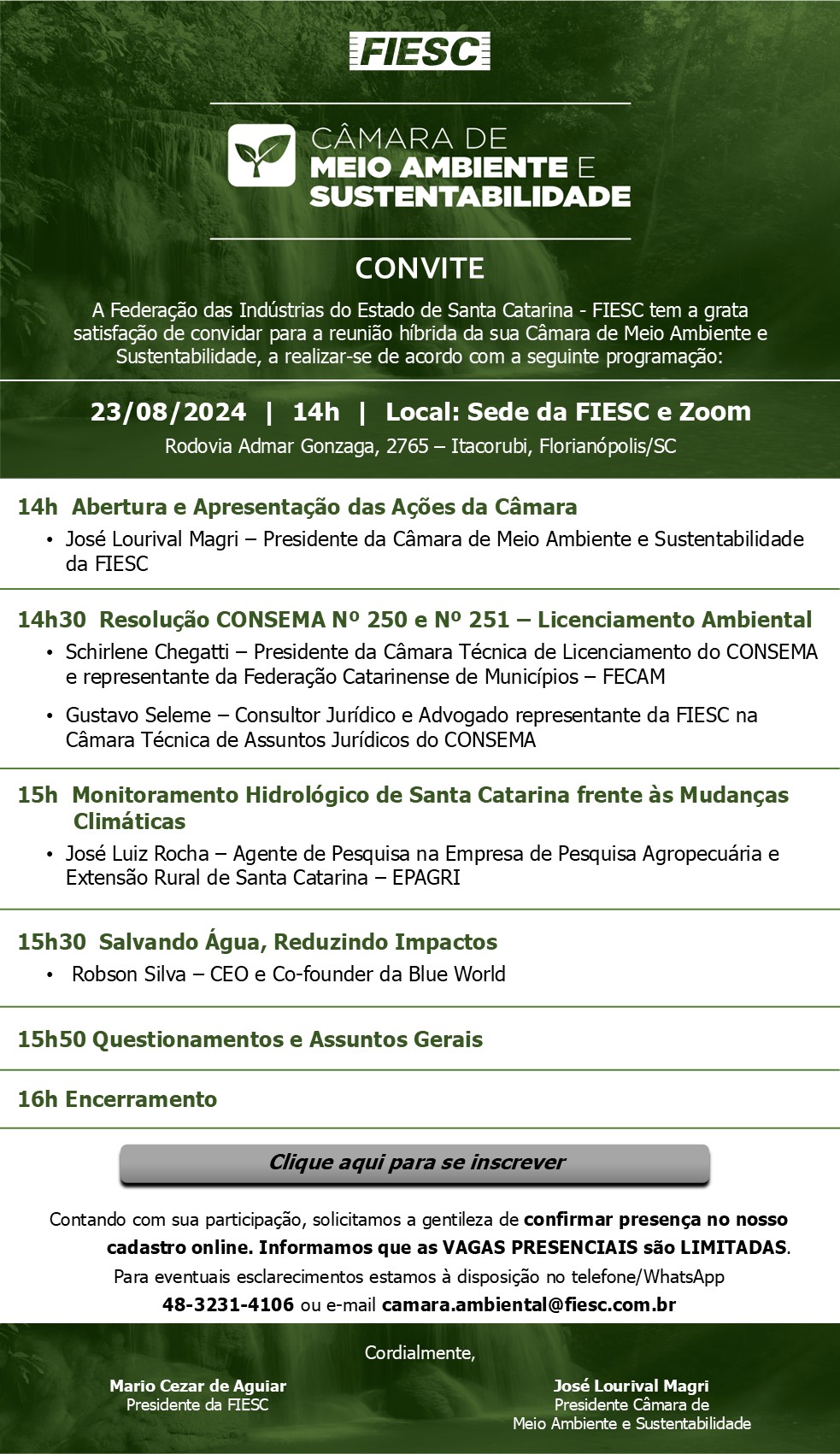 Reunião Híbrida da Câmara de Meio Ambiente e Sustentabilidade da FIESC