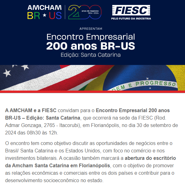 Encontro Empresarial 200 anos BR-US – Edição: Santa Catarina