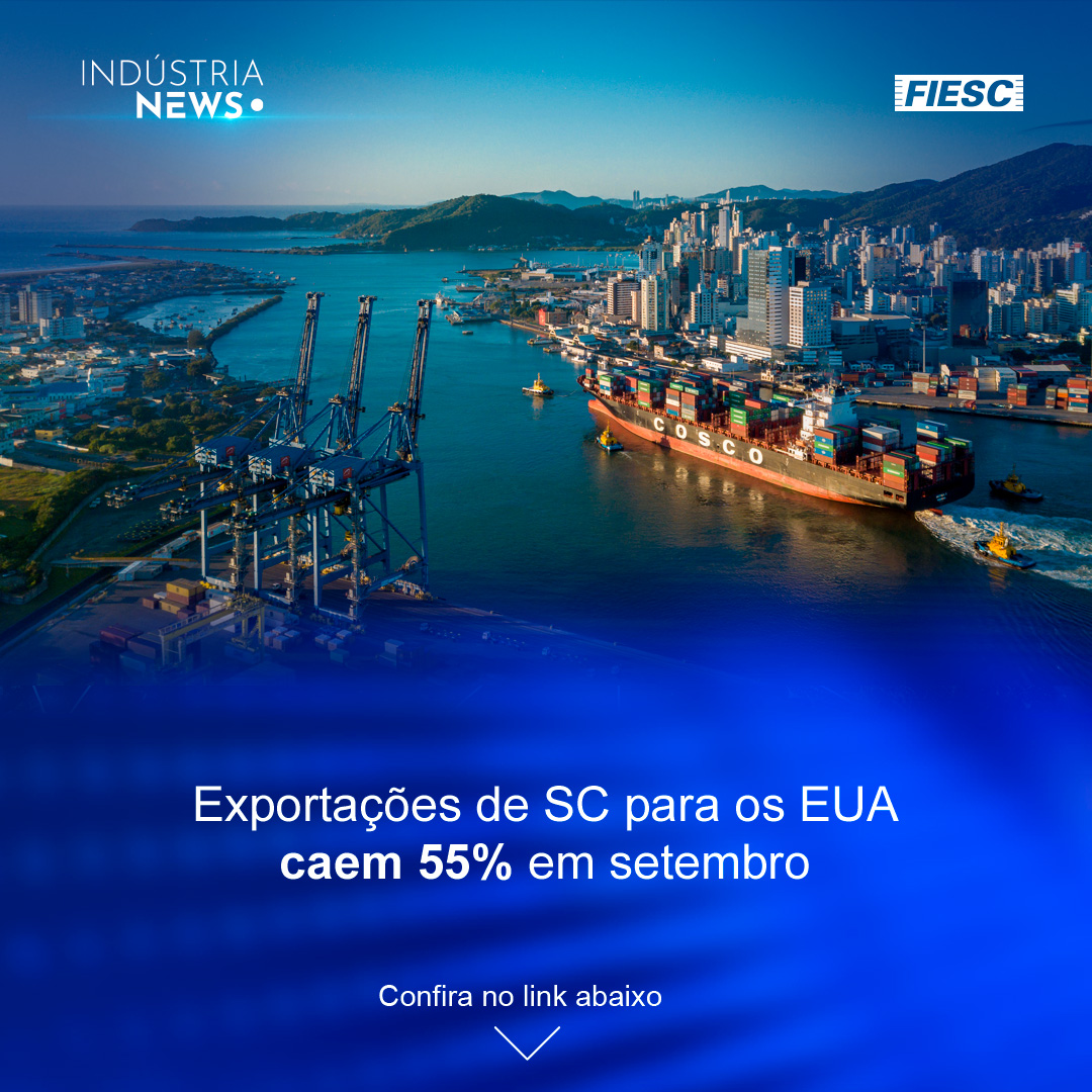 País da América do Norte recuou da primeira para a quarta posição entre os principais destinos dos produtos de SC no mês; embarques totais tiveram declínio de 1,24%