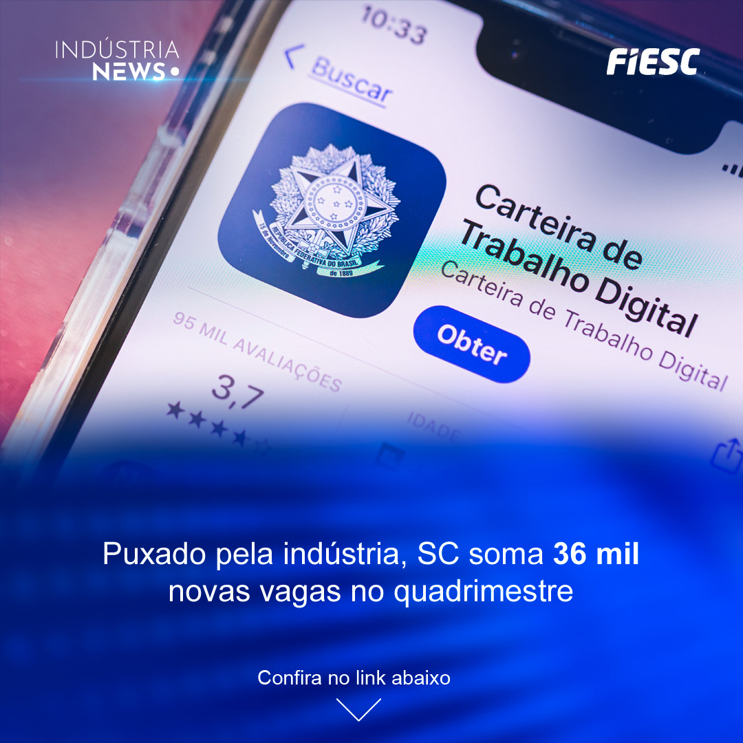 Puxado pela indústria, SC soma 36 mil novas vagas no quadrimestre