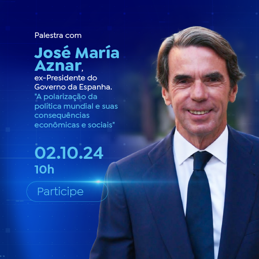 Palestra A polarização da política mundial e suas consequências econômicas e sociais com José María Aznar, ex-presidente do Governo da Espanha. Dia 02/10/2024 às 10 horas na FIESC. Clique aqui e confirme sua presença.