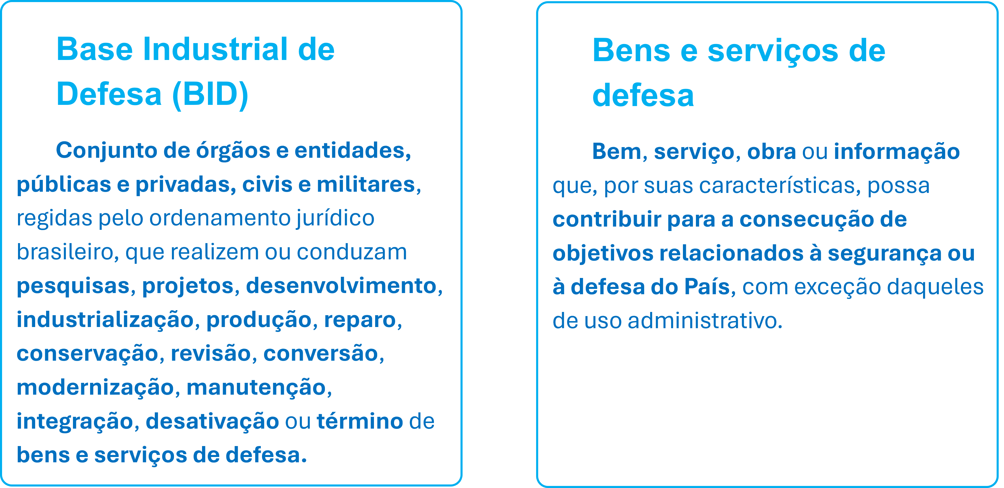 conceito de BID e de bens e serviços de defesa