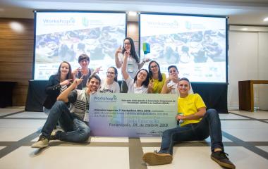 Equipe vencedora do Hacathon organizado pelo Movimento SC pela Educação. Foto: Marcos Campos