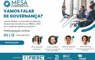 Evento gratuito terá transmissão no canal da FIESC no YouTube