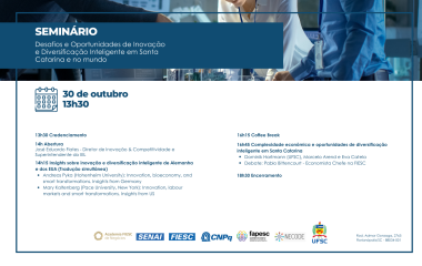 SEMINÁRIO Desafios e Oportunidades de Inovação e Diversificação Inteligente em Santa Catarina e no Mundo