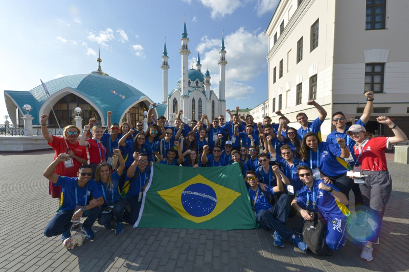Delegação brasileira em Kazan, na Rússia (foto: José Paulo Lacerda)