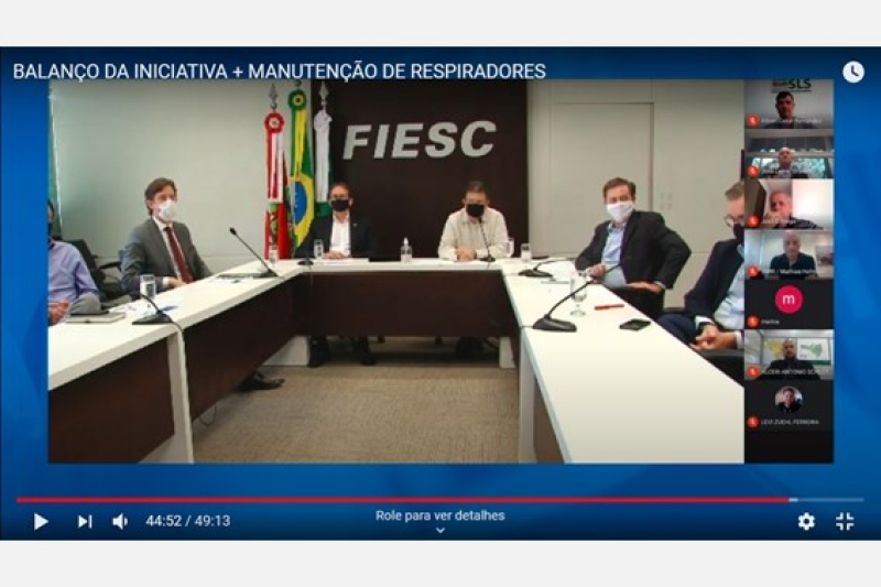 Em live com indústrias parceiras, a FIESC fez um balanço da Iniciativa Mais Manutenção de Respiradores. Foto: Reprodução