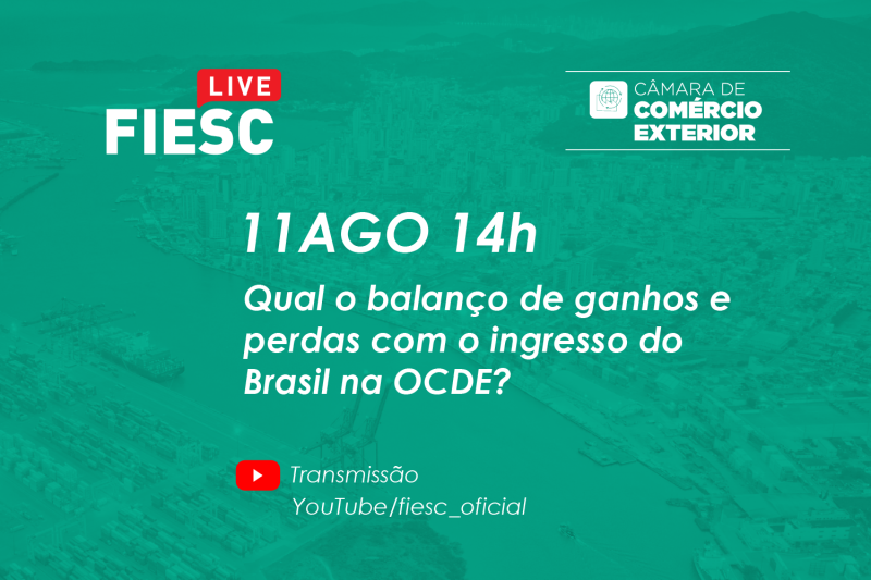 Live "Qual o balanço de ganhos e perdas com o ingresso do Brasil na OCDE?" será no próximo dia 11