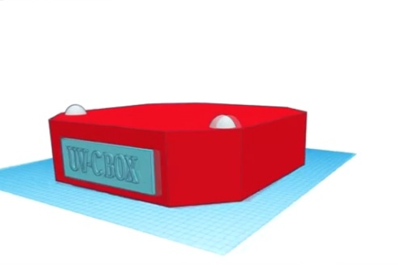 Protótipo da caixa para esterilização de máscaras e pequenos objetos desenvolvida pela equipe de Brusque.