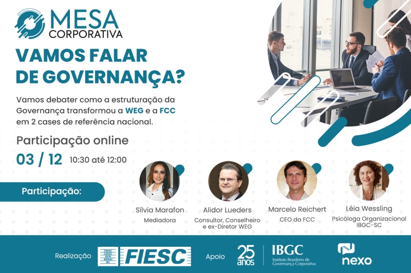 WEG e Grupo FCC participam no próximo dia 3 de debate promovido pela FIESC sobre o assunto