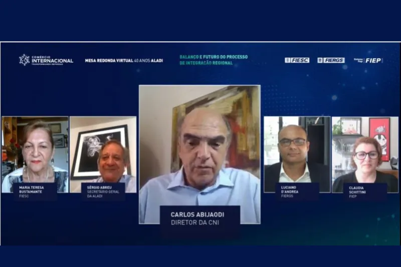 Participaram da live representantes da CNI, ALADI, FIESC, FIEP e FIERGS