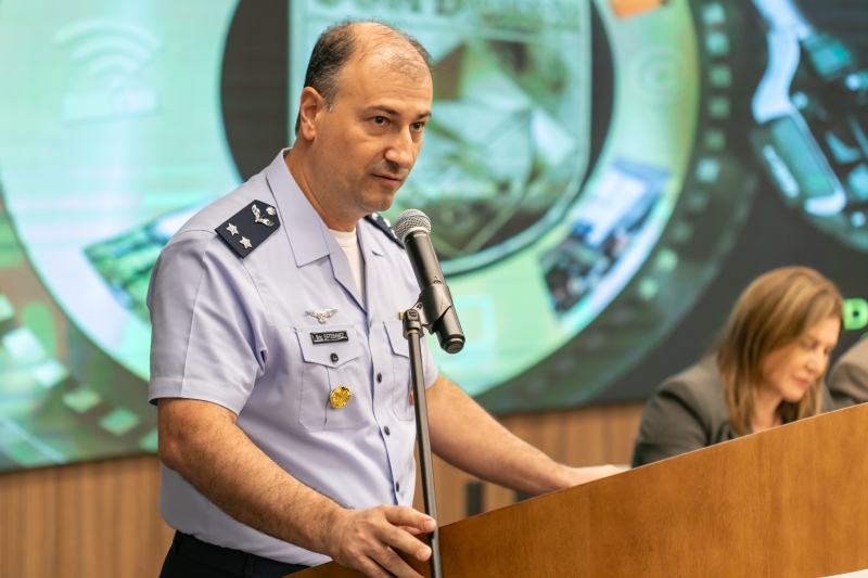 Brigadeiro do ar Márlio Estebanez, chefe do Centro de Gestão Estratégica do Comando de Defesa Cibernética (foto: Filipe Scotti)