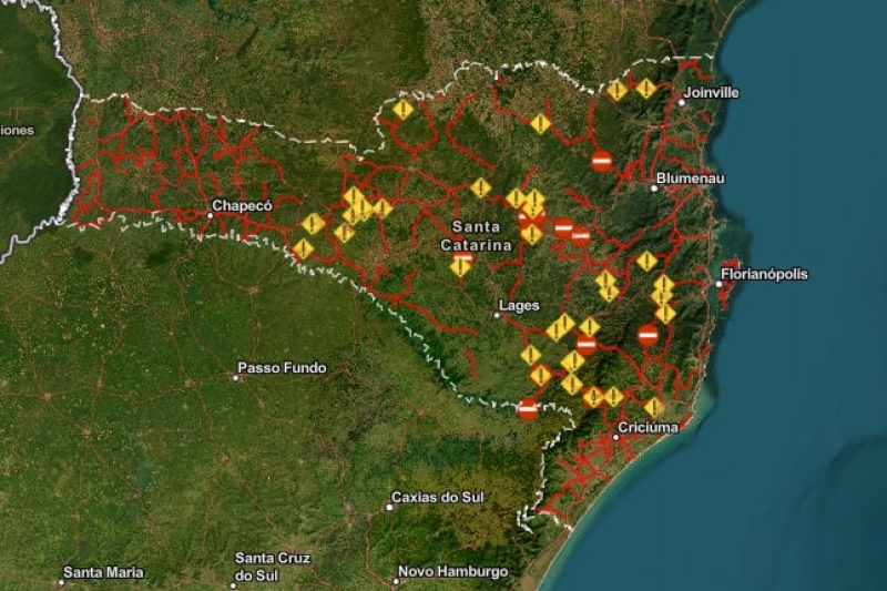 Mapa aponta mais de 50 pontos afetados pelas chuvas