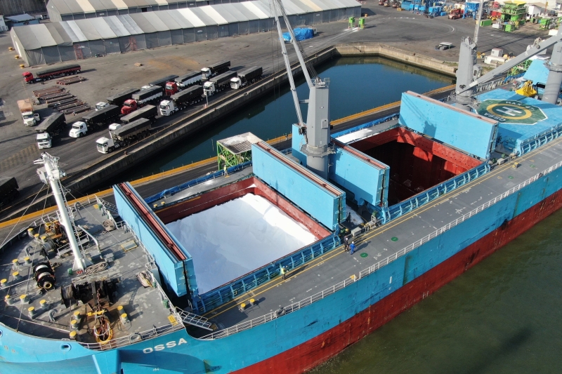 Desde janeiro, o porto recebeu 69 navios com fertilizantes com, em média, 27,5 mil toneladas do produto cada um. Foto: Divulgação/Porto de São Francisco do Sul