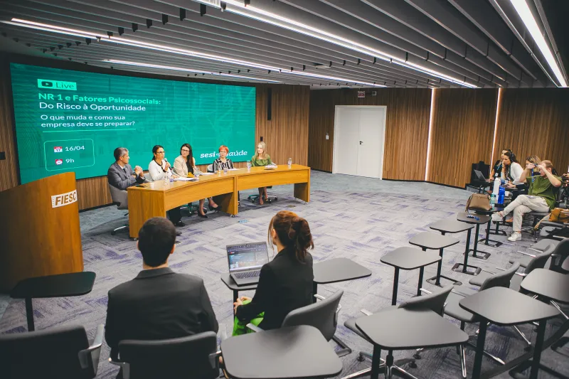 Participantes da transmissão se reuniram em auditório na sede da FIESC, em Florianópolis (Filipe Scotti)
