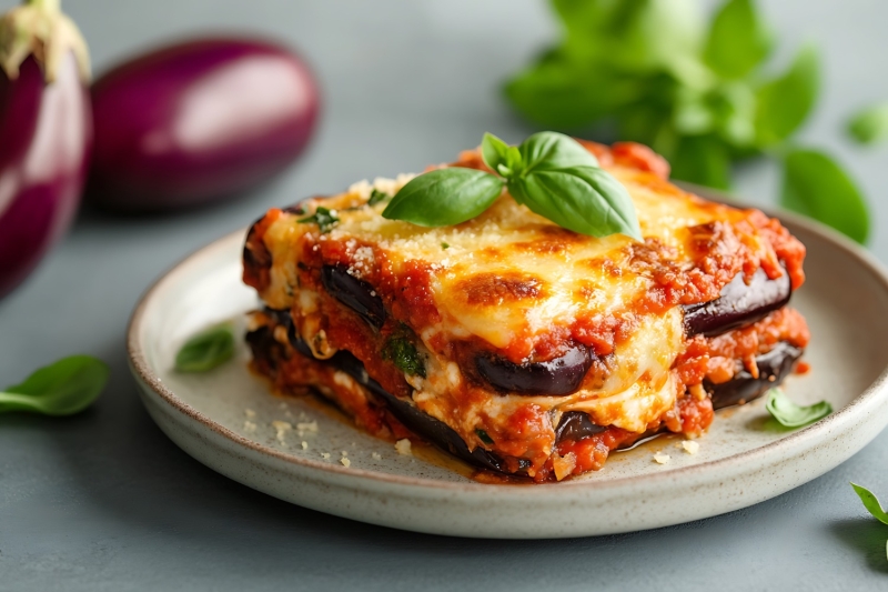 Produto escolhido como piloto foi a lasanha de berinjela vegana. Foto: Canva