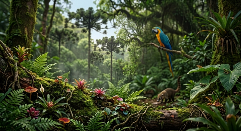 Imagem de uma floresta com animais