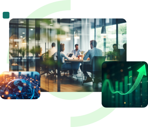 Trabalhadores em uma sala de reunião discutindo